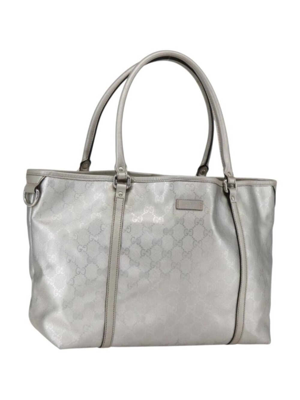 GUCCI GG implementation Tote Bag PVC Silver 197953